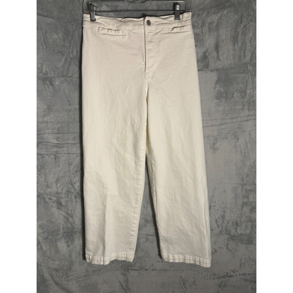 Madewell Pants - Madewell Emmett Wide-Leg Pants White High Rise Denim Trousers‎ Size 27